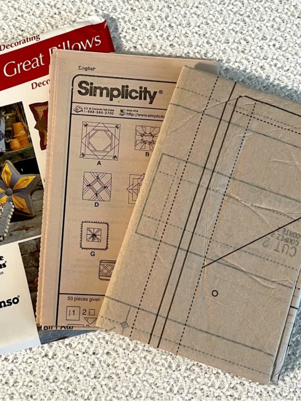 Lot of 3 Vintage Simplicity Patterns Crafts Pillows Nursery Uncut